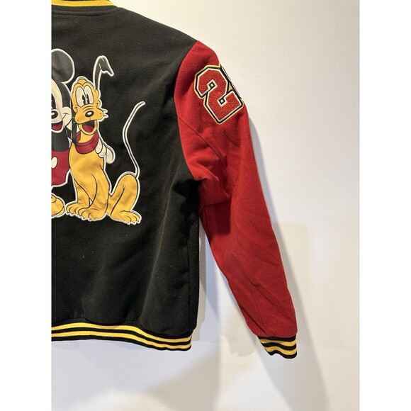 Disney Mickey Mouse & Pluto Hello Folks! Varsity Letterman Red/Black Jacket XL - Picture 8 of 16